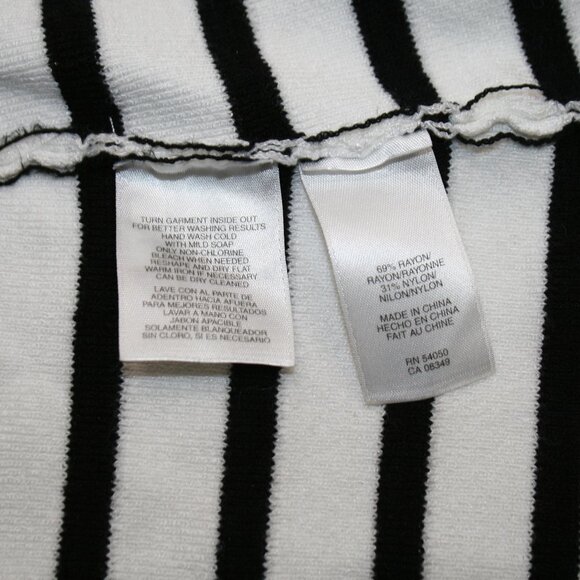 JONES NEW YORK Cardigan Knit Stripe Collarless Open Front Black White Medium - Picture 6 of 13